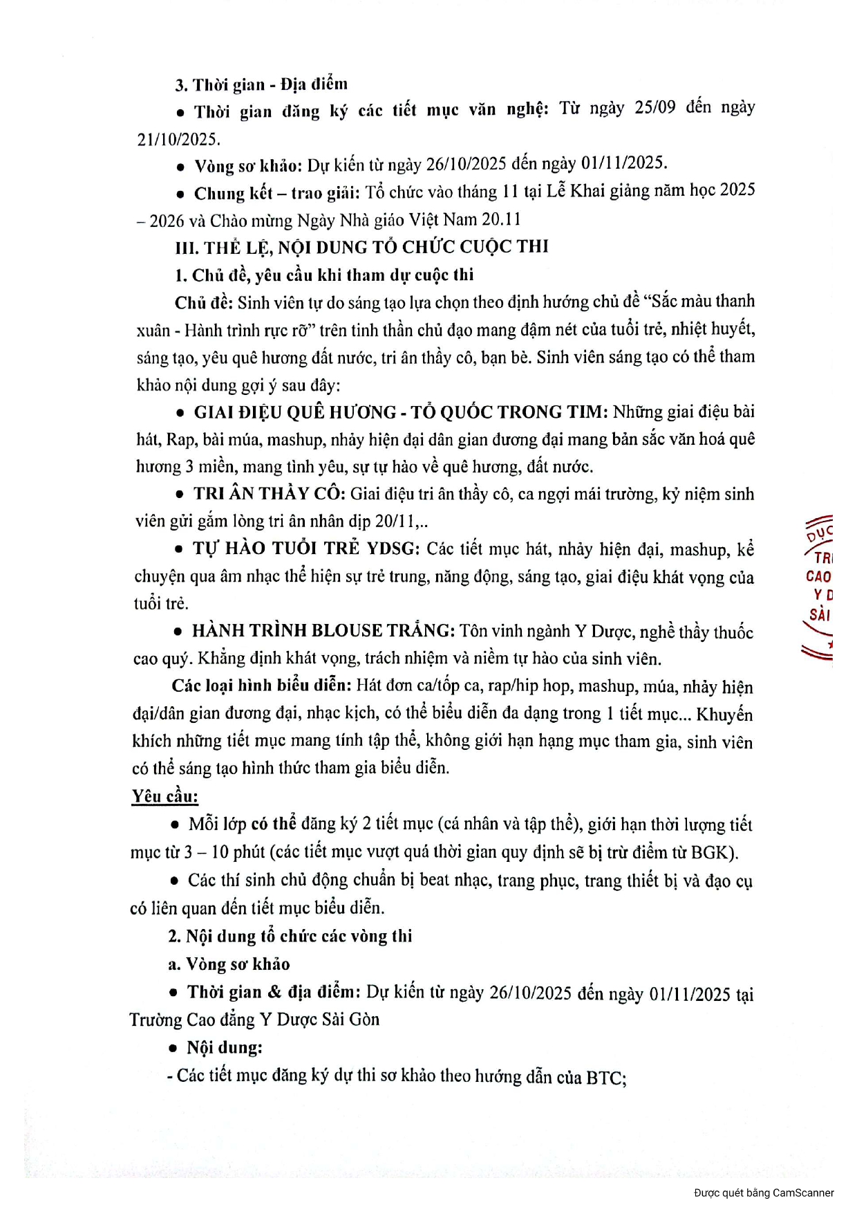 Thông báo kế hoạch tổ chức cuộc thi văn nghệ sinh viên 2025 