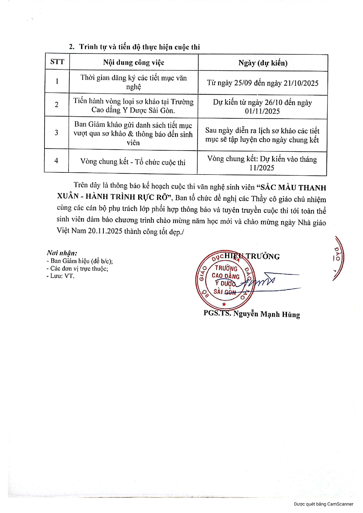 Thông báo kế hoạch tổ chức cuộc thi văn nghệ sinh viên 2025 