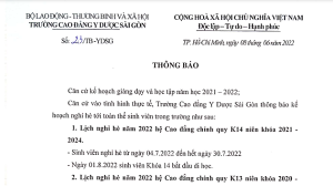 THÔNG BÁO kế hoạch nghỉ hè năm 2022 tới toàn thể sinh viên trong trường