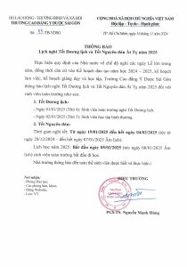 Thông báo về việc nghỉ Tết Dương lịch và Tết Nguyên đán Ất Tỵ năm 2025